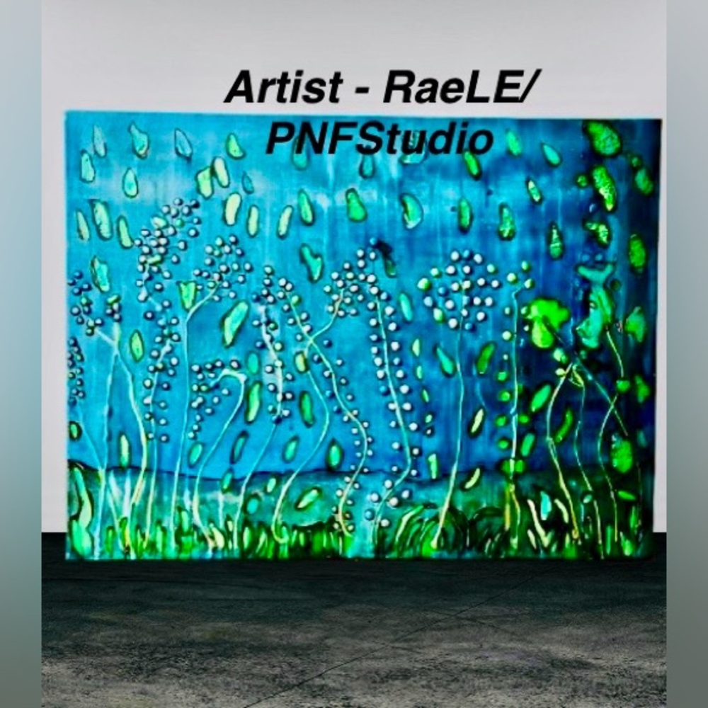Orig Art THE DAY THE RAINS CHANGED IT ALL MM 18X24 GLOWS UNDER UV BLK BLUE LIGHT